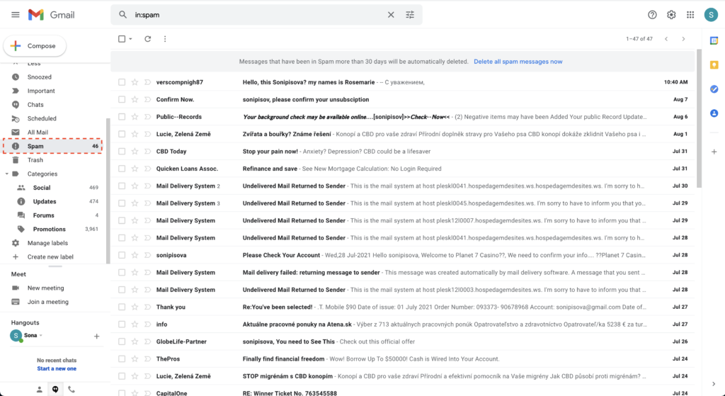 Spammap in Gmail