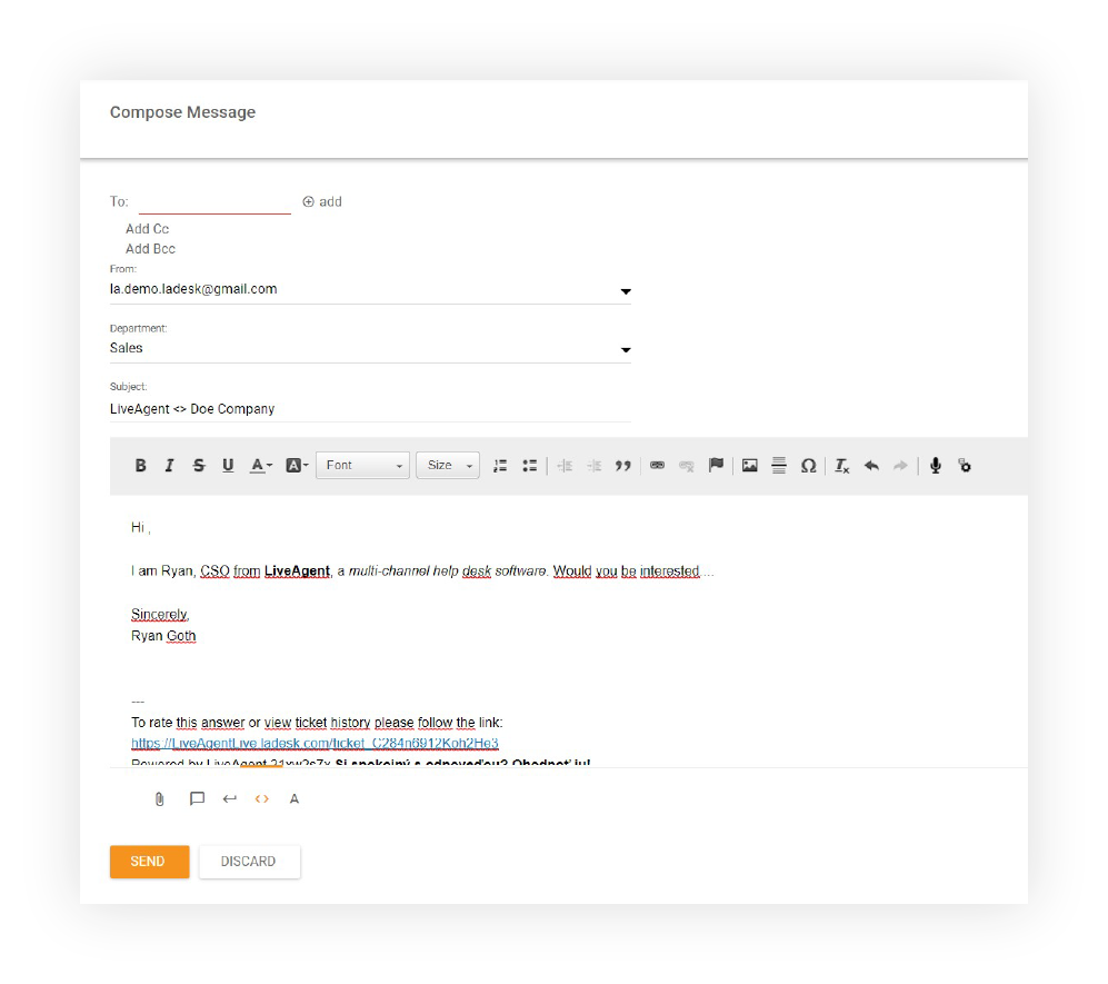 WYSIWYG editor - Nieuw ticket
