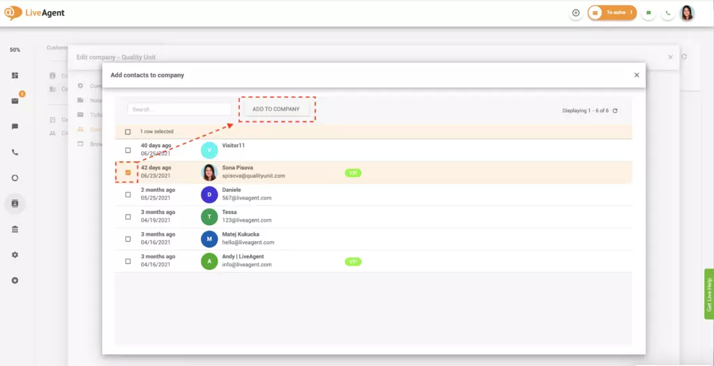 Contacten toevoegen aan bedrijven