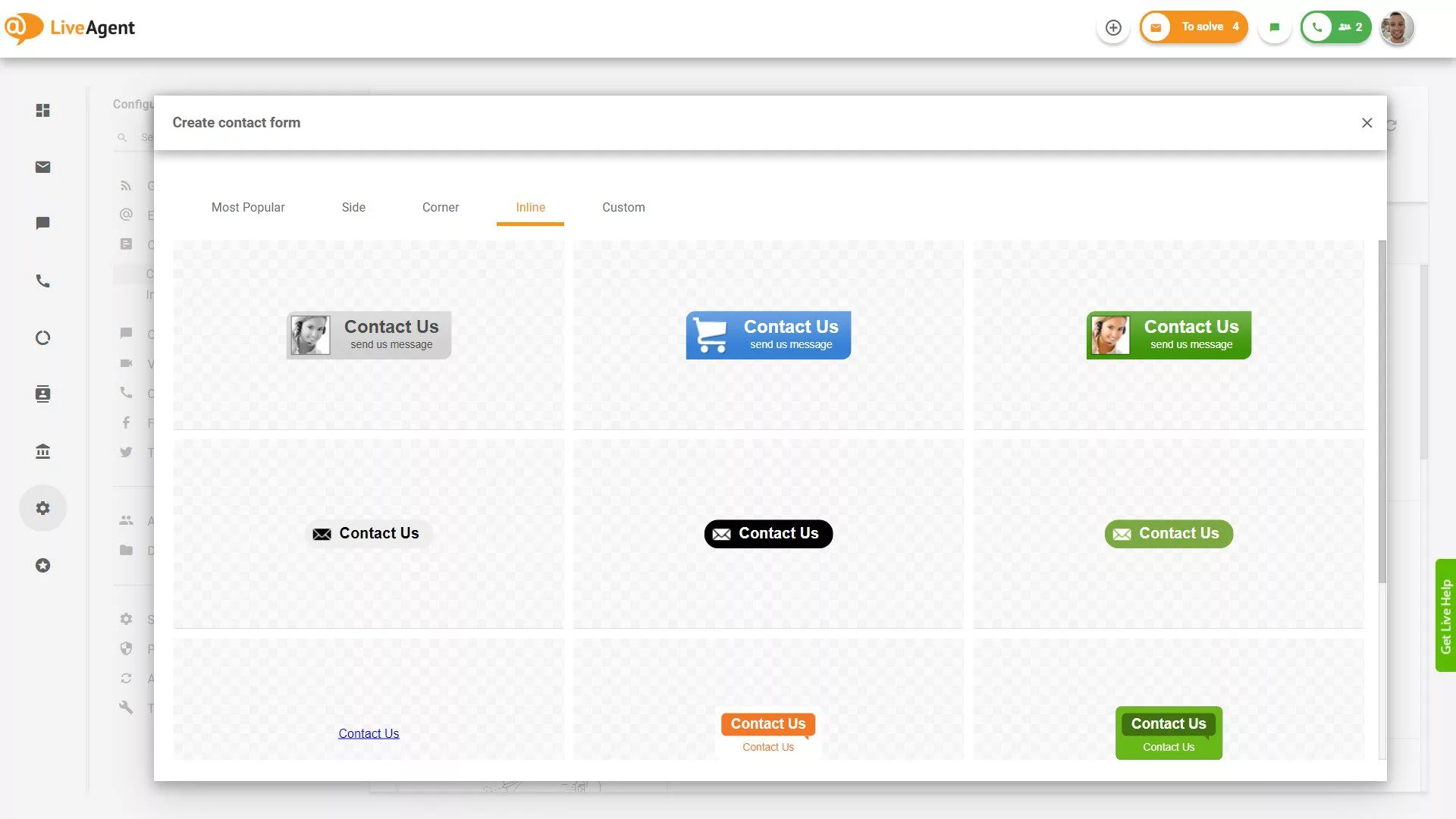 Inline contactformulier knoppen