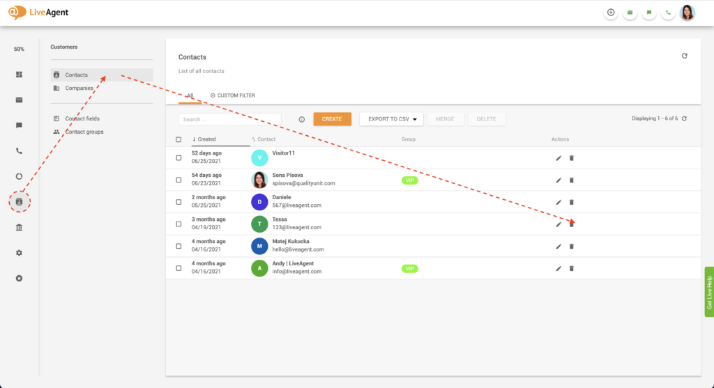 Contactnotitie bewerken in LiveAgent