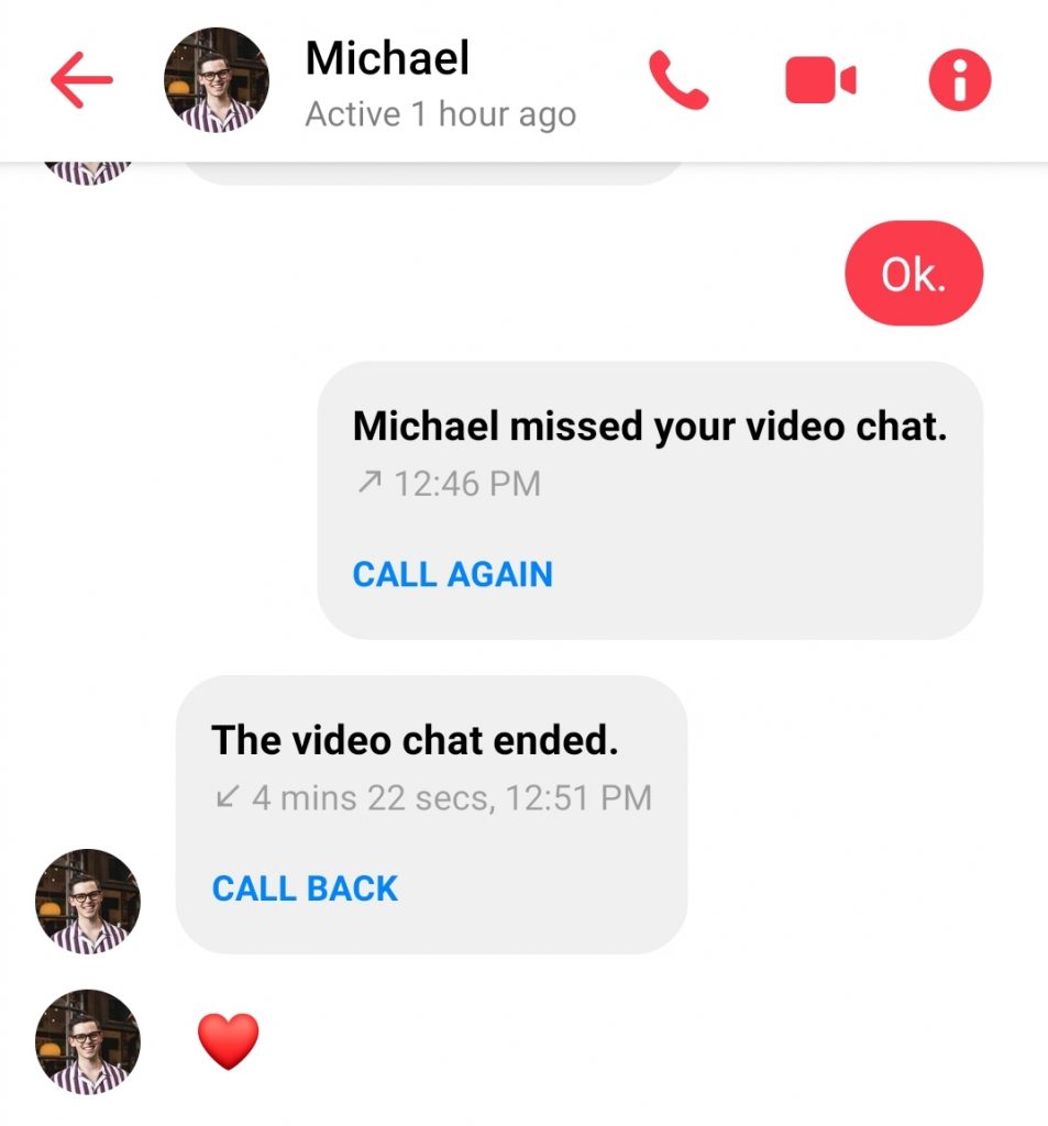 Voorbeeld van Facebook Messenger-gesprek