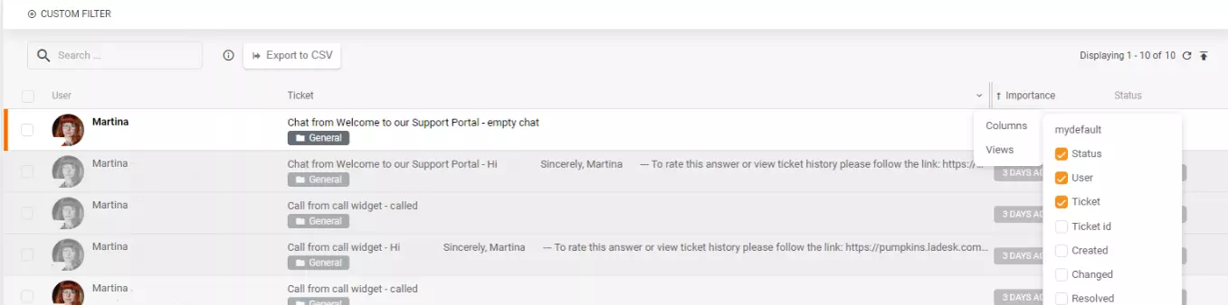 CSV-export van specifieke kolommen of weergaven