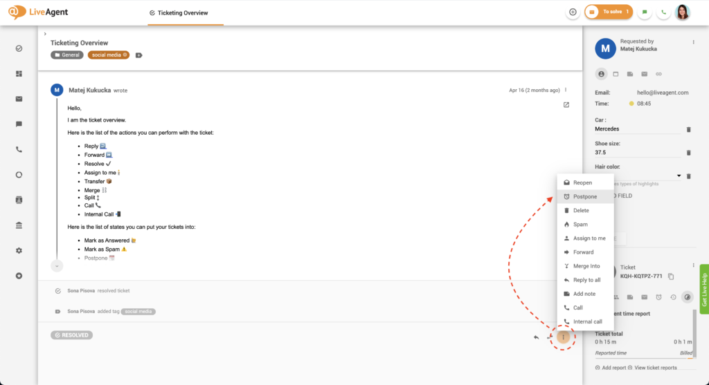 Een ticket uitstellen