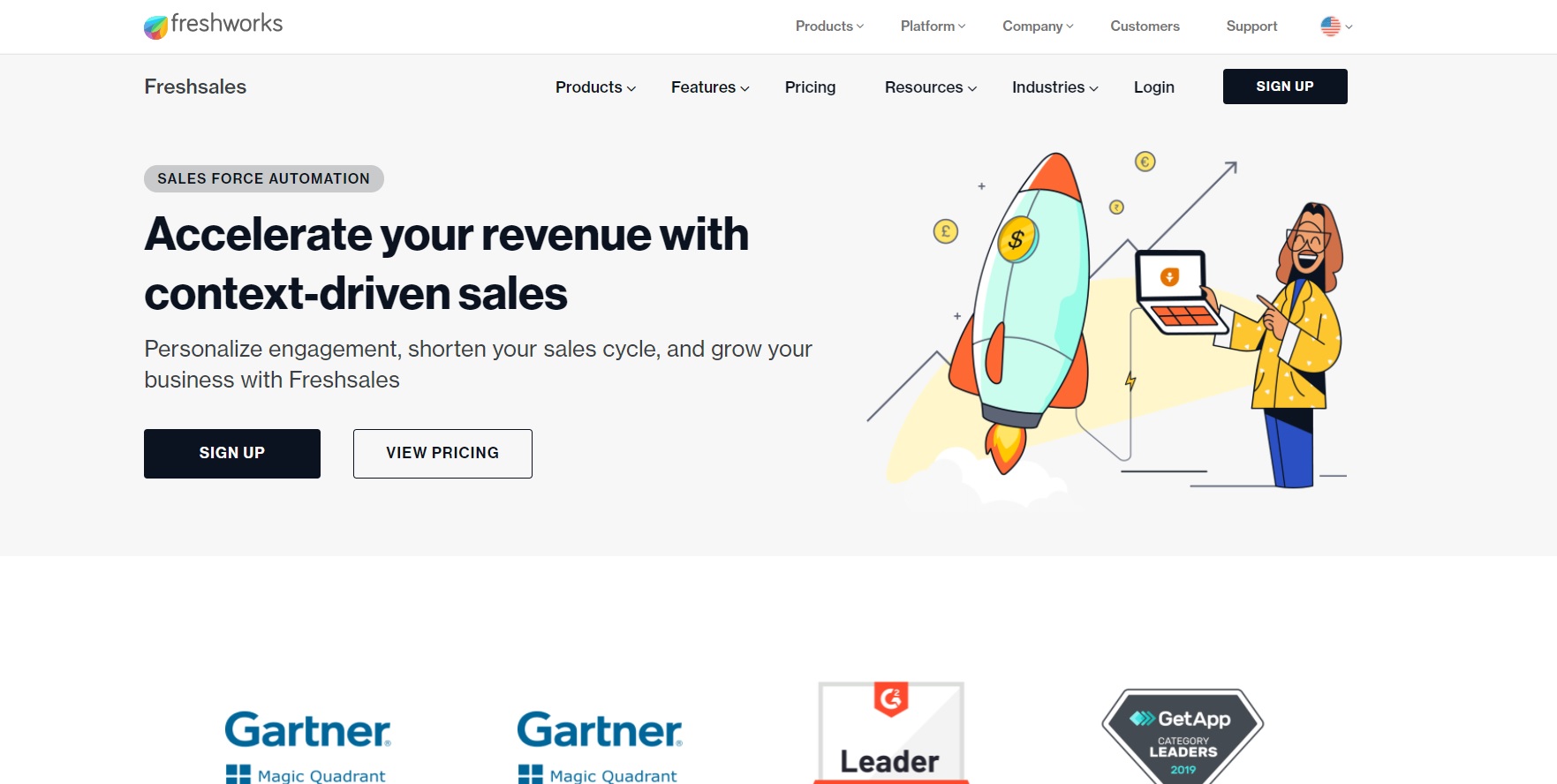 Freshworks Freshsales-startpagina