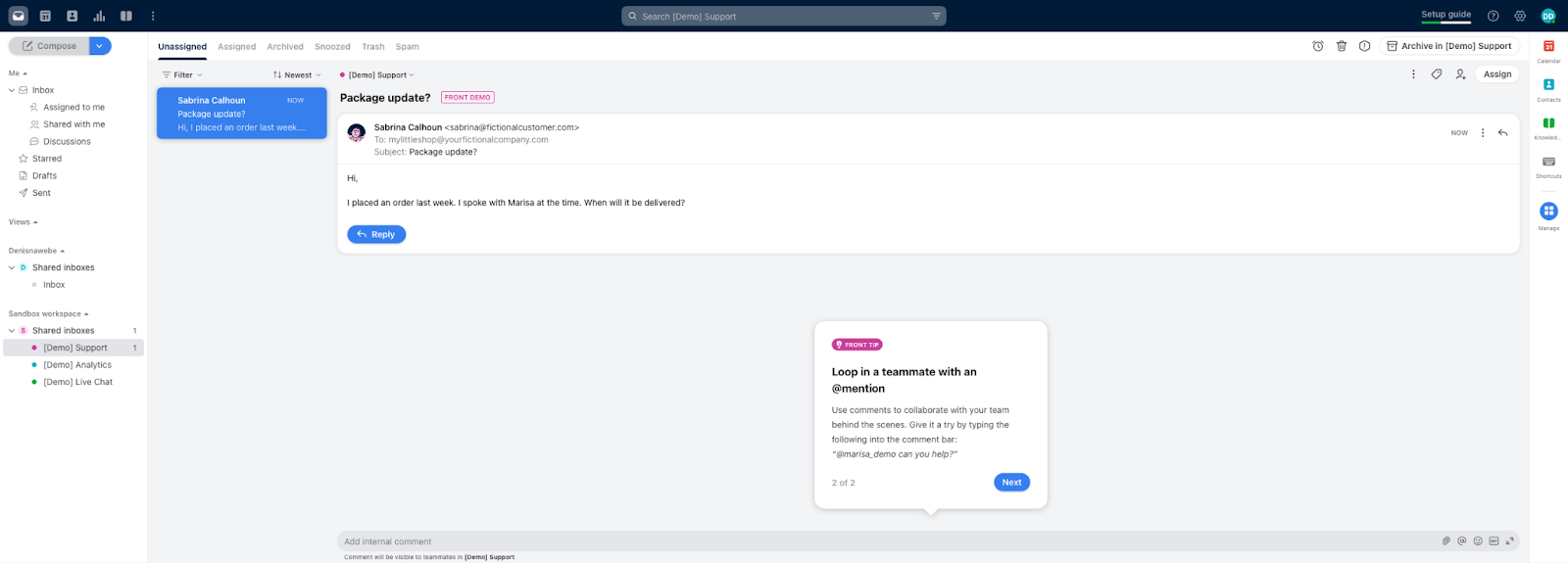 Front's ticketing omgeving