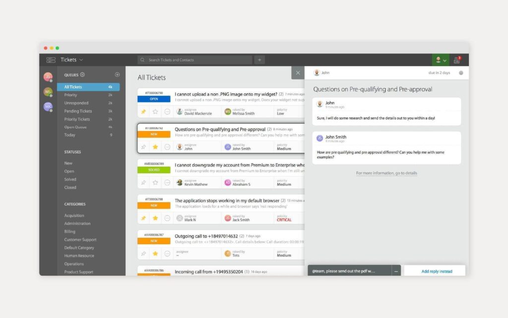 Snapshot van HappyFox kennisbank tool in gebruik