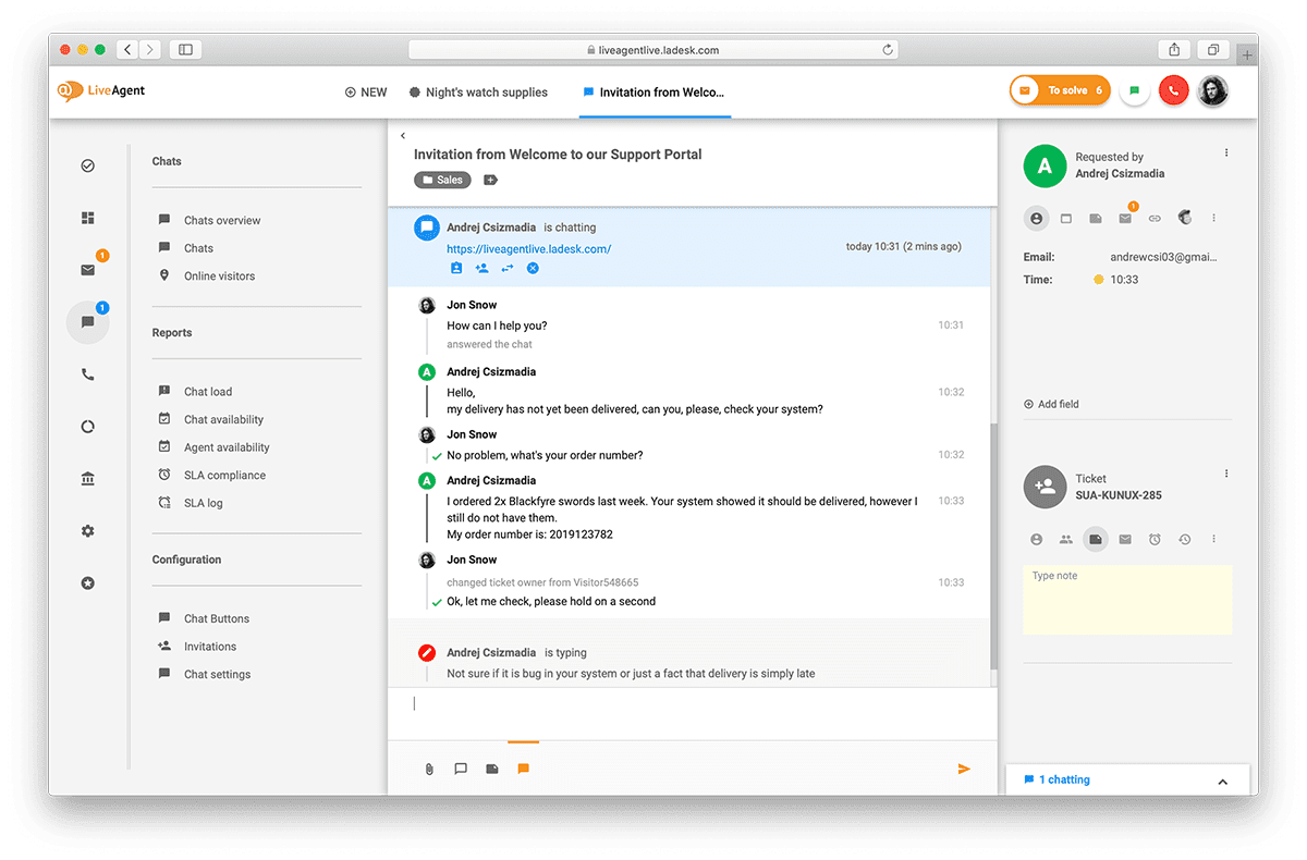 LiveAgent - real-time gesprek