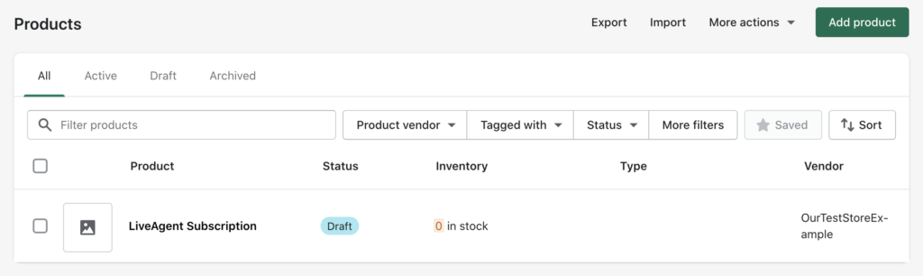 Productensectie in Shopify