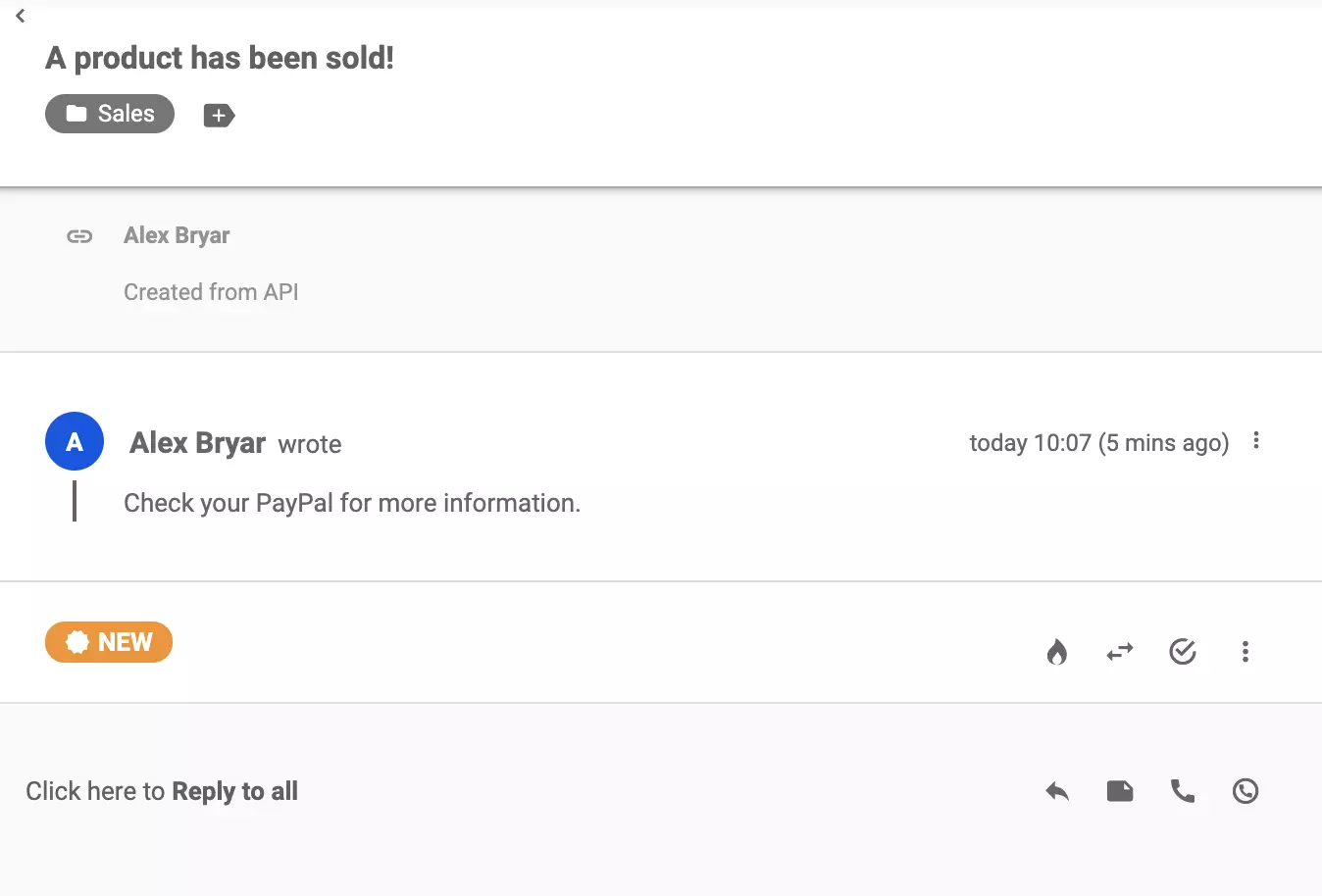 Een ticketweergave in LiveAgent na een succesvolle integratie via Zapier