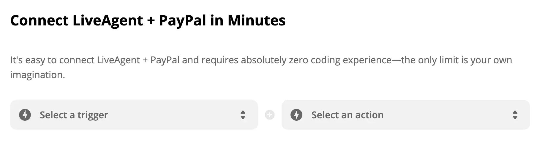 PayPal trigger en LiveAgent actieselectie