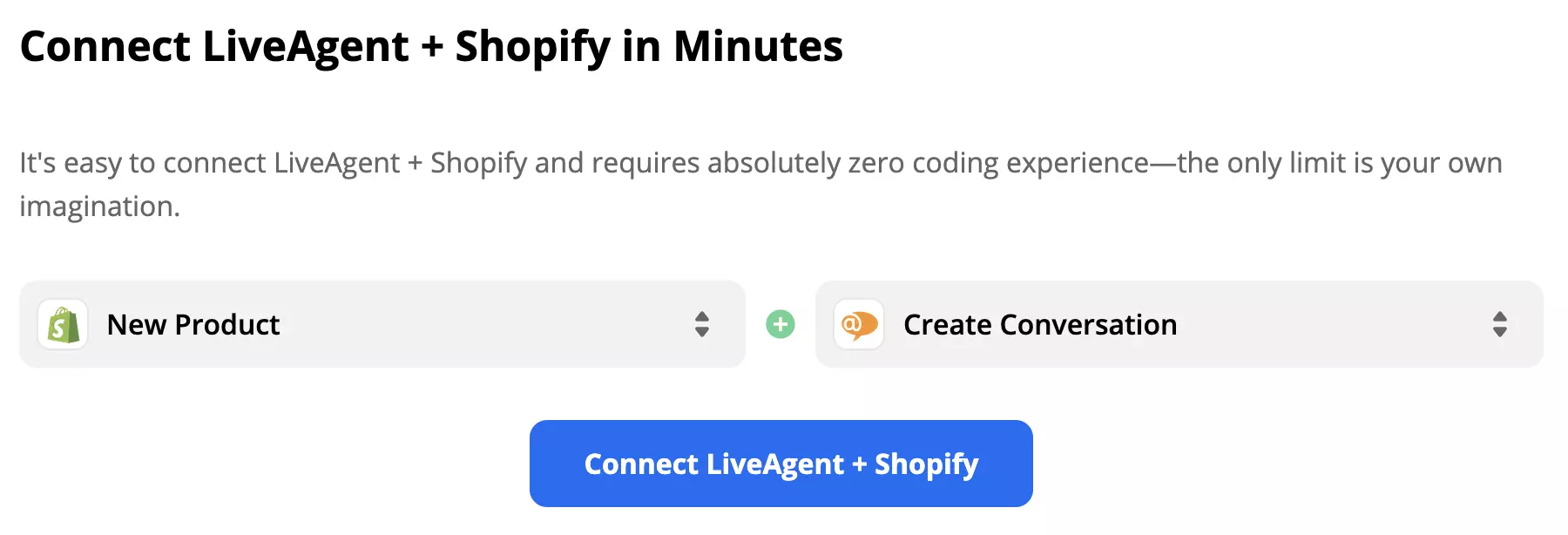 Geselecteerde trigger New Product en actie Create conversation