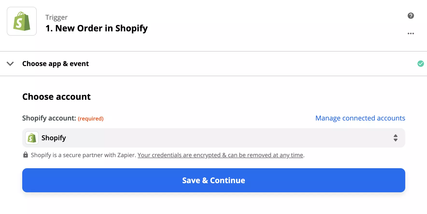 Shopify-triggerconfiguratie op Zapier