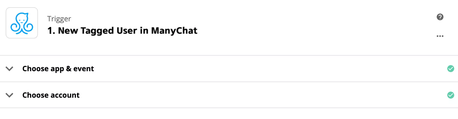ManyChat-triggerinstellingen op Zapier