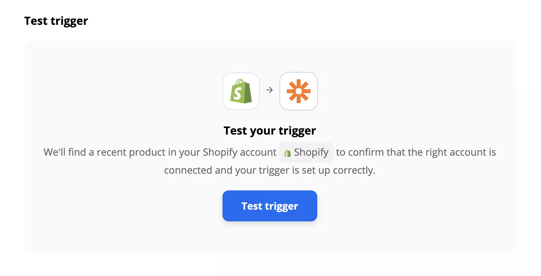 Triggertest van Shopify op Zapier