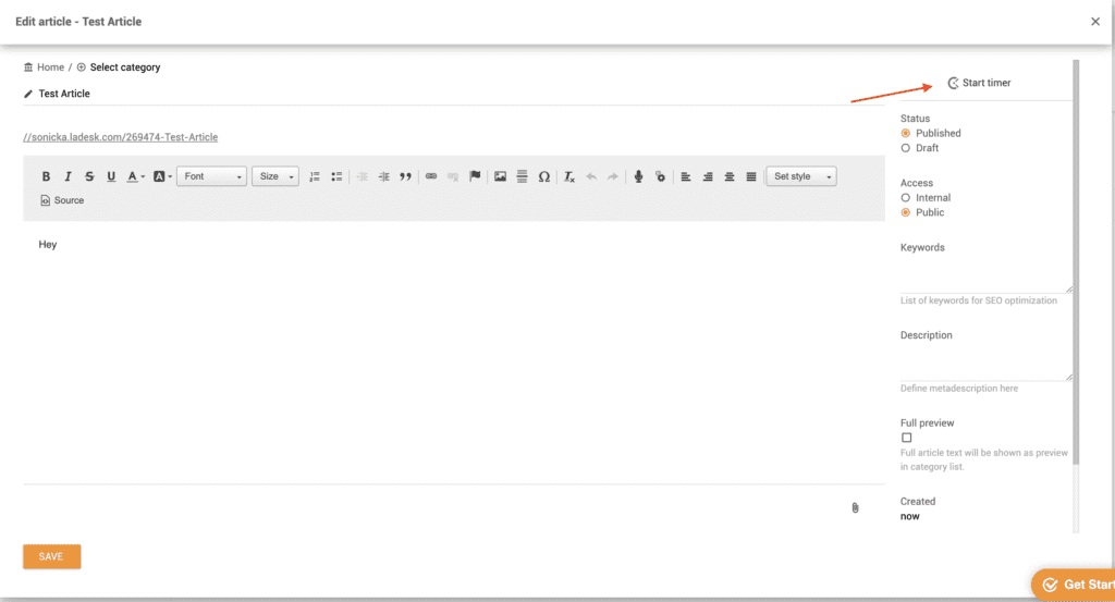 Clockify timer in kennisbank