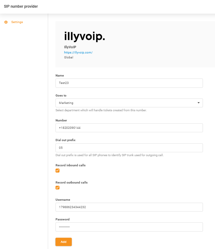 IllyVoIP-inloggegevens