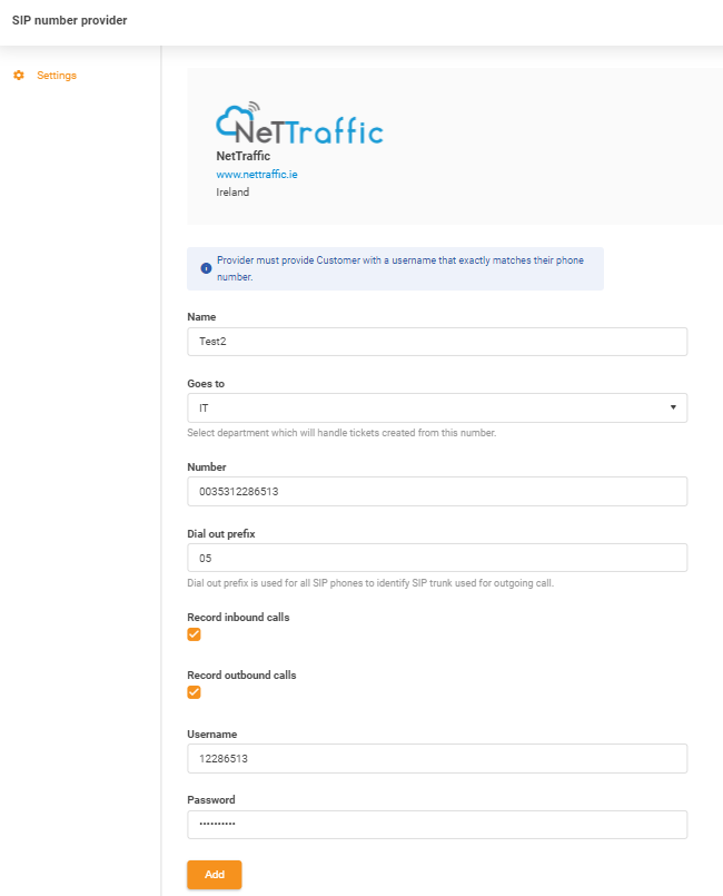 NetTraffic-inloggegevens invoerformulier