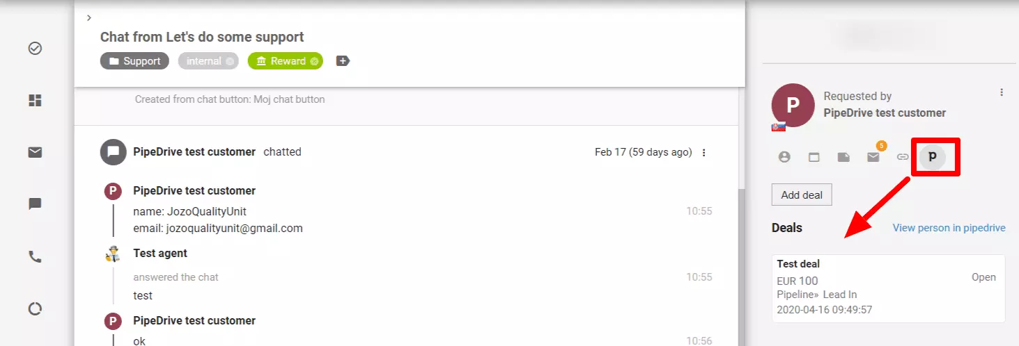 PipeDrive-integratiefuncties in LiveAgent