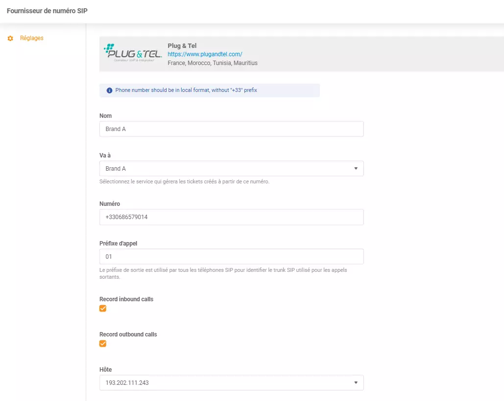 Plug & Tel-inloggegevens