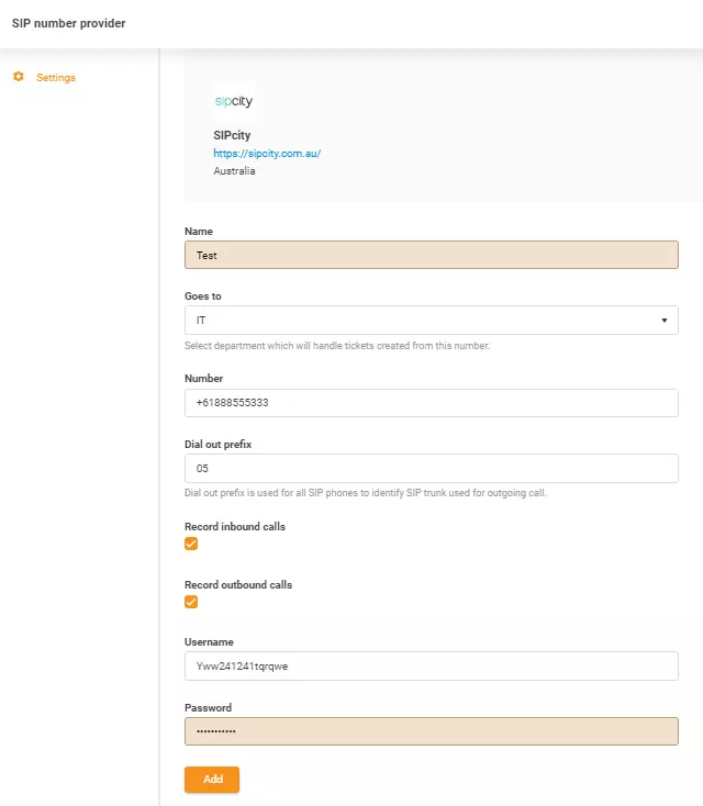SIPcity-inloggegevens