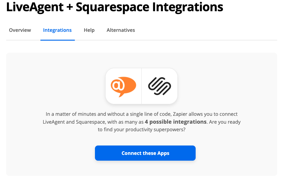 Verbind LiveAgent met Squarespace via Zapier
