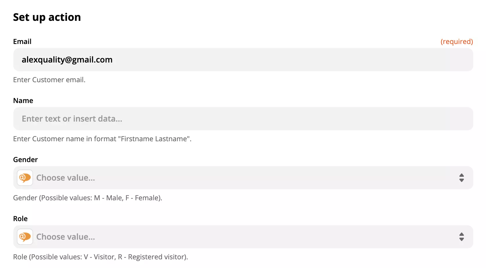 LiveAgent-actie-instellingen op Zapier
