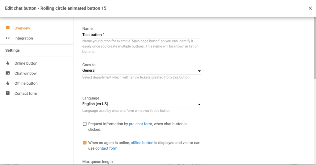 Configureer de chat knop in LiveAgent