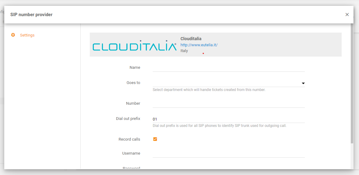 CloudItalia-integratie in LiveAgent