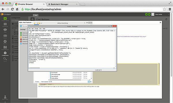 Prestashop LiveAgent-integratie - Voettekst bewerken