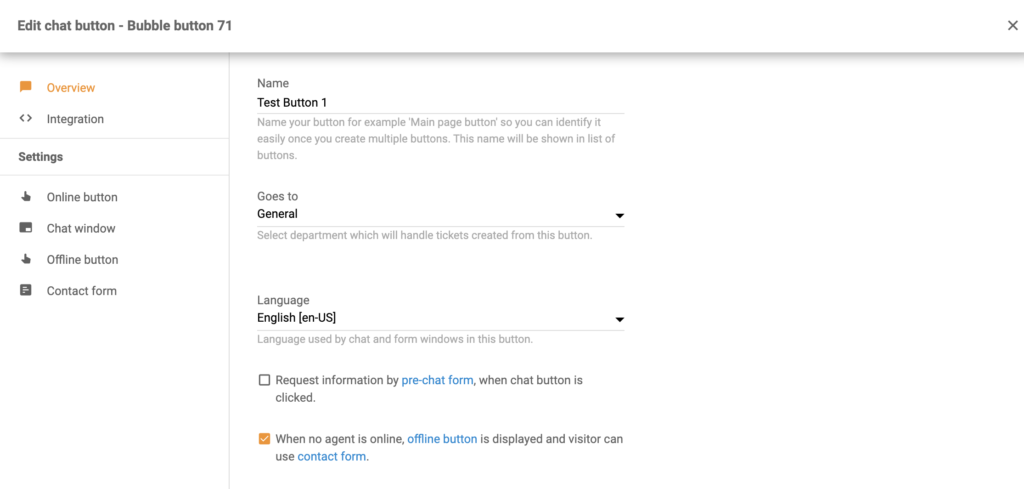 Chatknopconfiguatie als onderdeel van Volusion-integratie