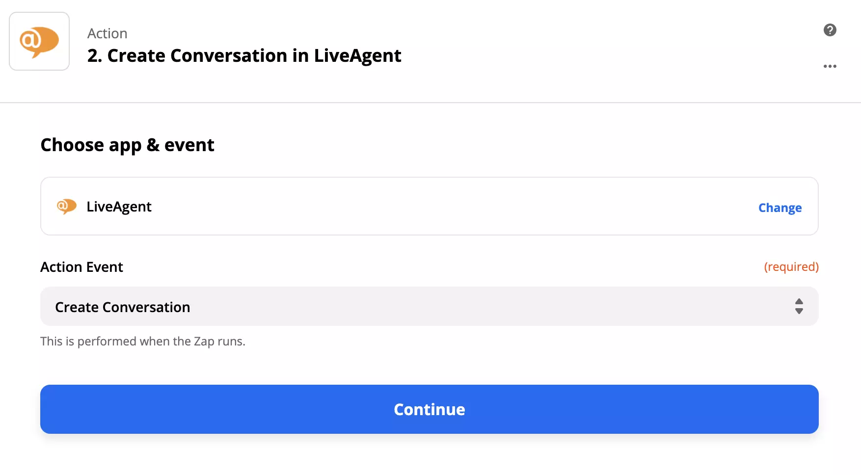 LiveAgent-actioconfiguratie in Zapier