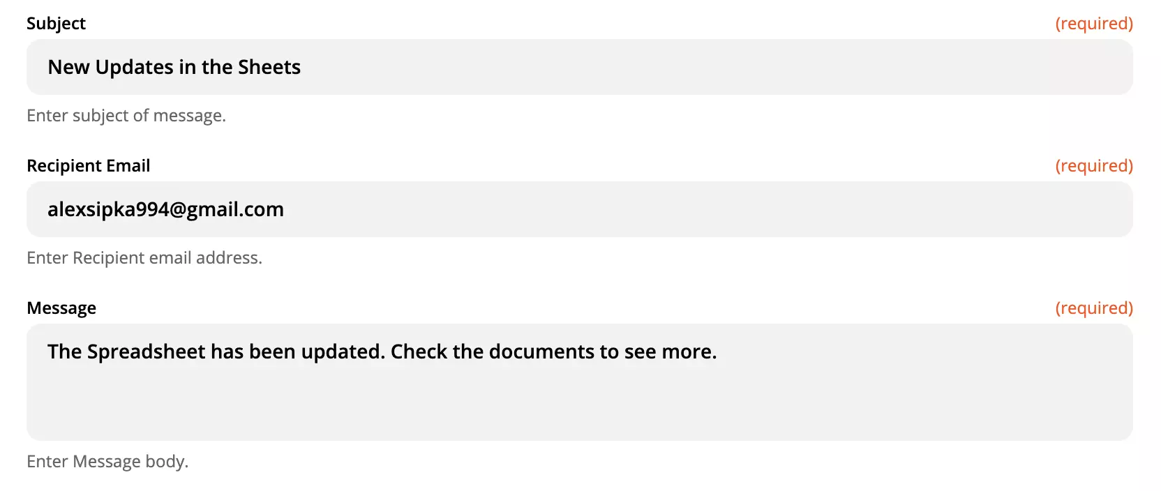 LiveAgent actie-instelling voorbeeld met ingevulde velden