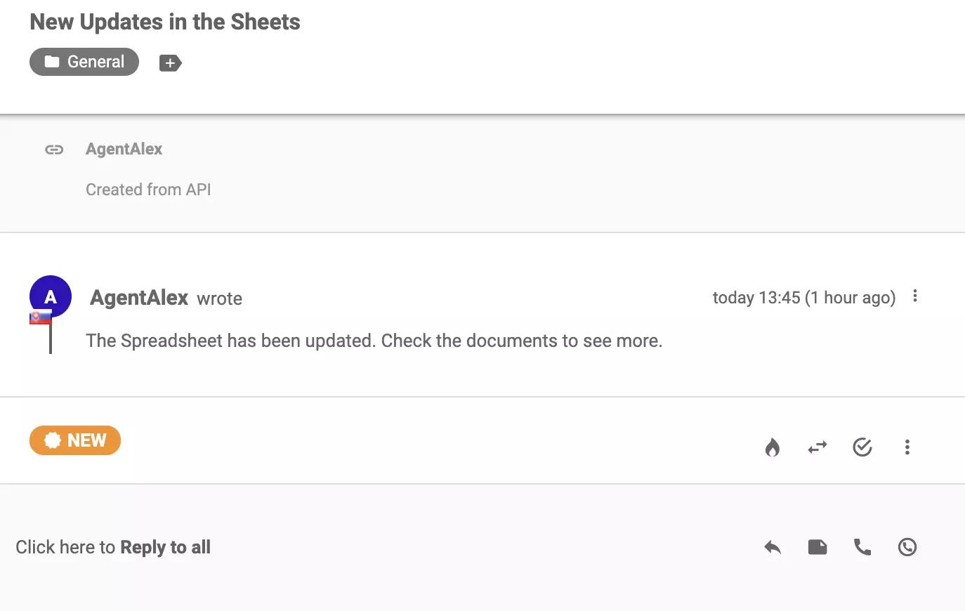 Een nieuw ticket dat is binnengekomen in het ticketsysteem na succesvolle integratie met Google Forms