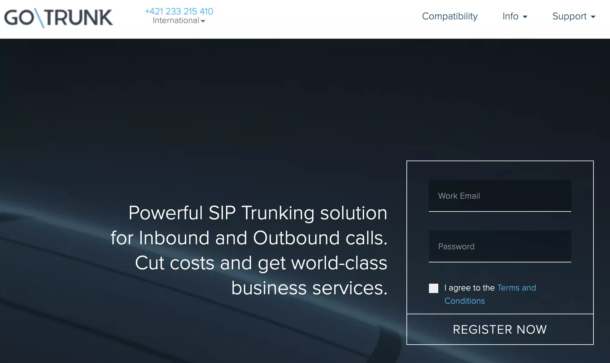 GoTrunk-registratiepagina