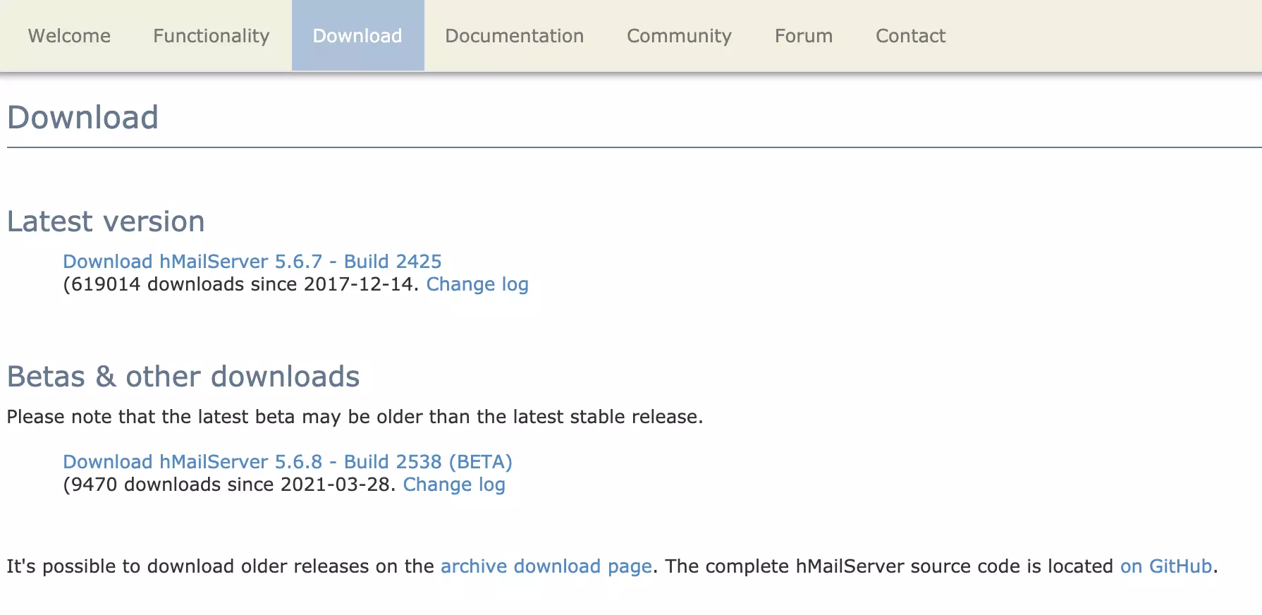 HMailServer-downloadpagina