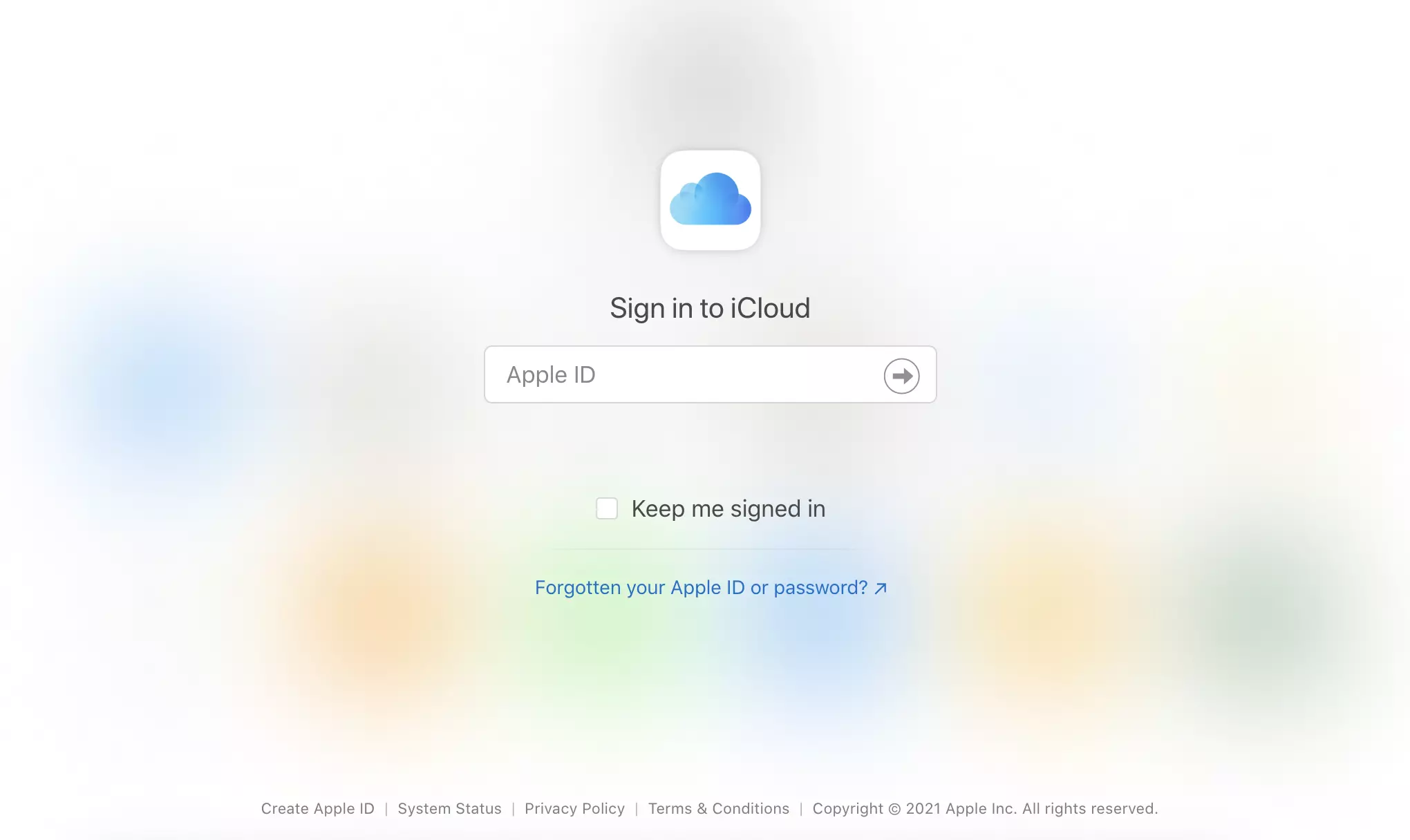 iCloud-website met login-opties