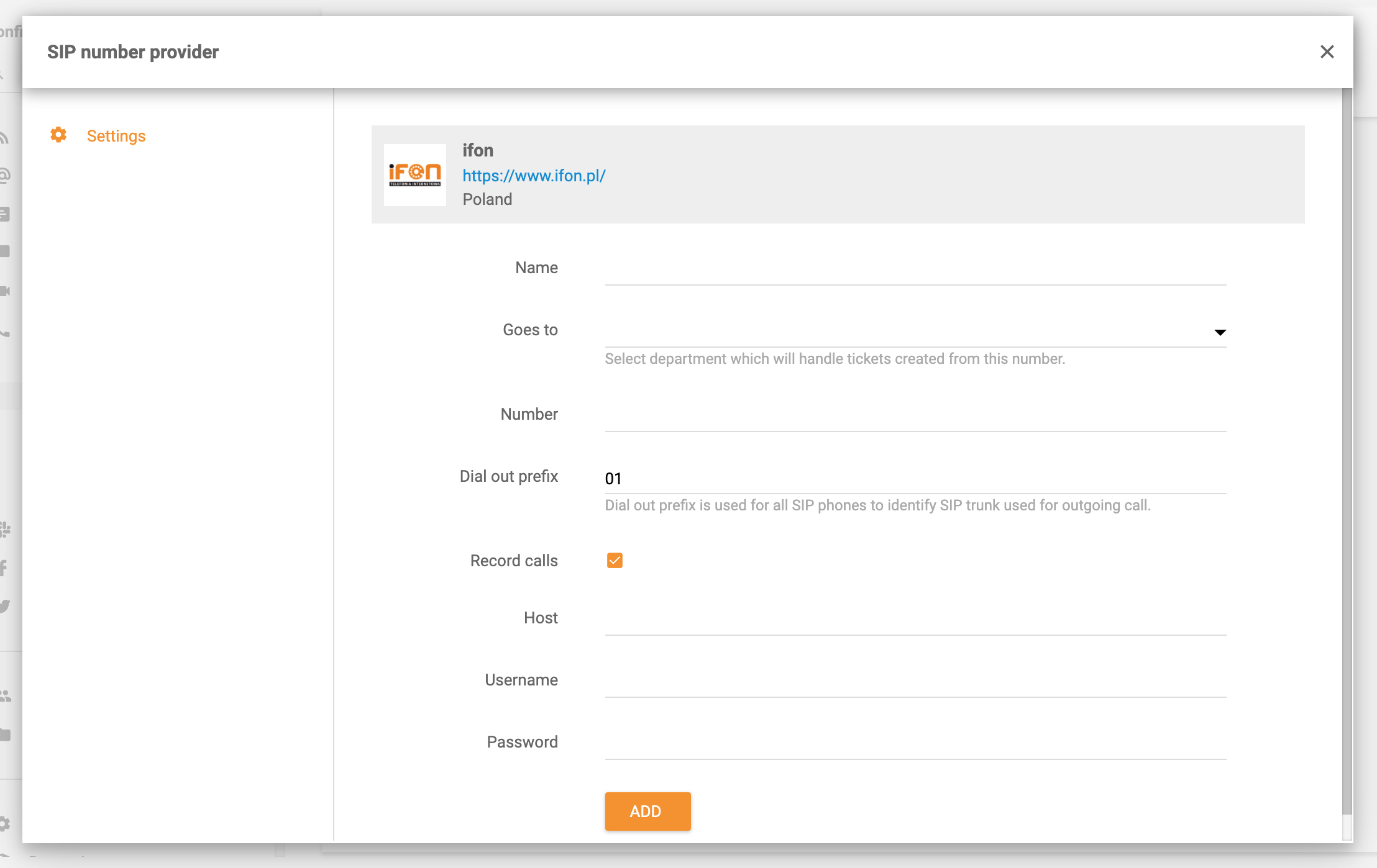 iFON-integratie in LiveAgent