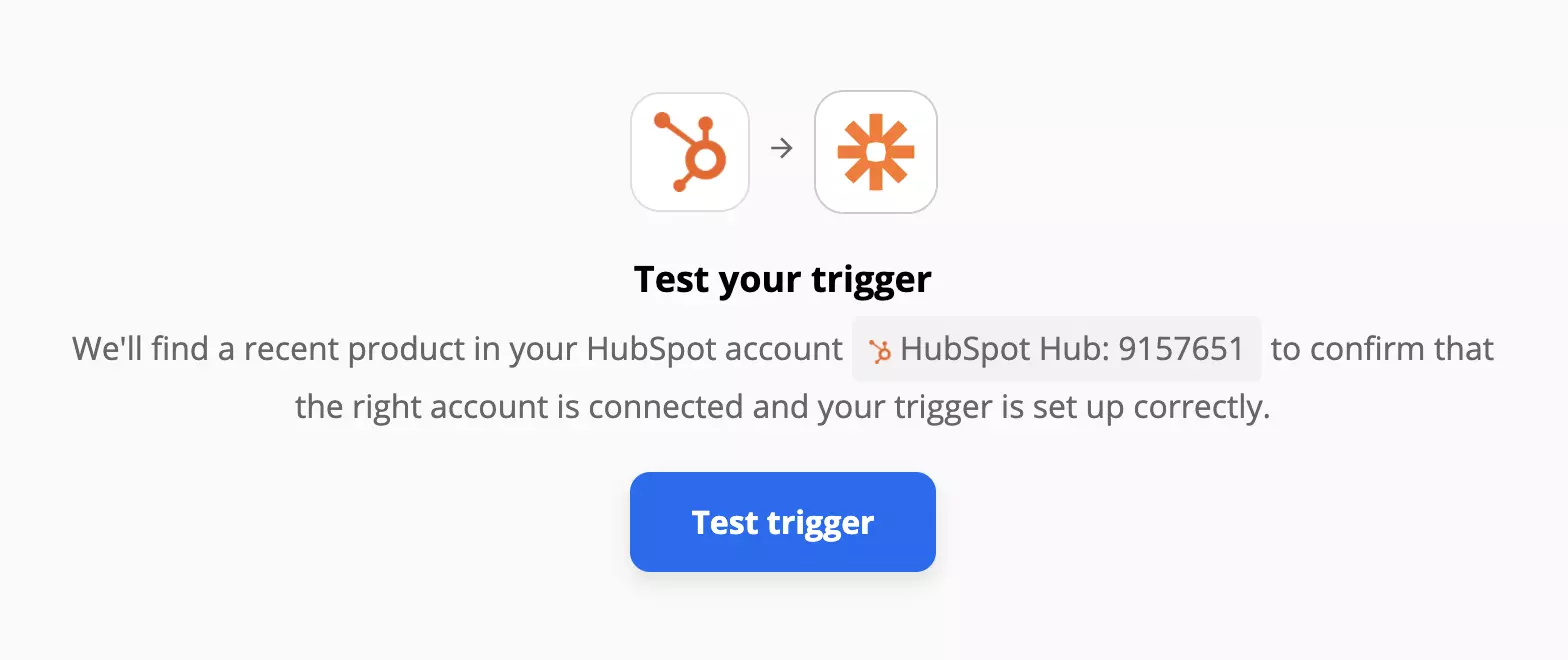 Een HubSpot-triggertest op Zapier