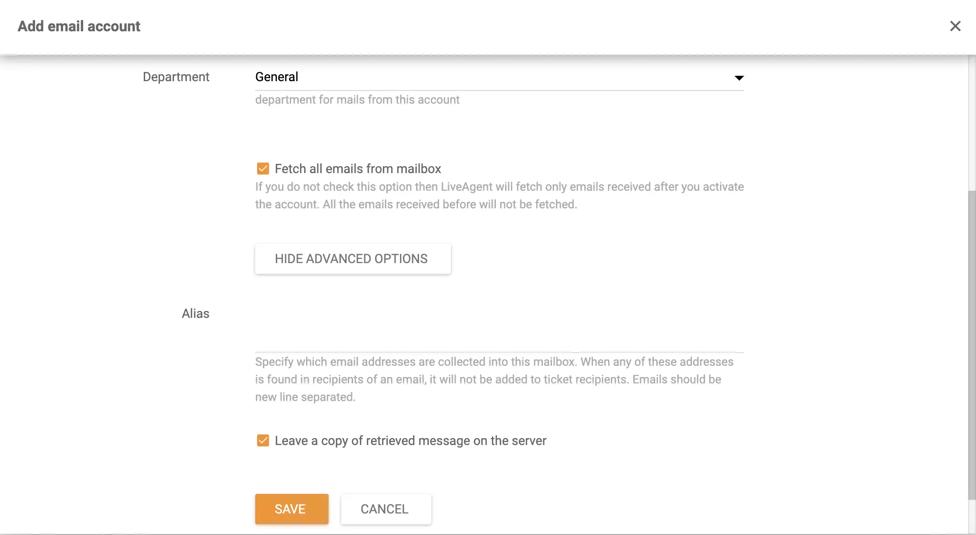 E-mailaccount toevoegen in LiveAgent