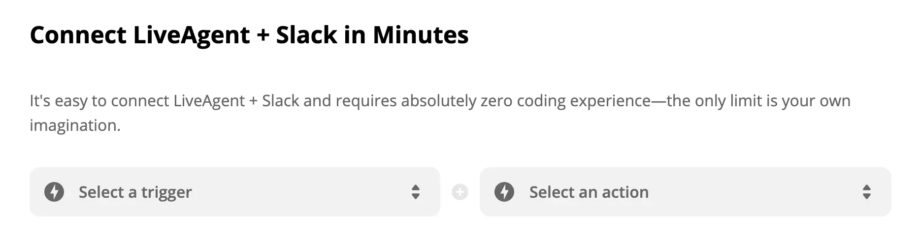 LiveAgent + Slack trigger- en actieselectie op Zapier