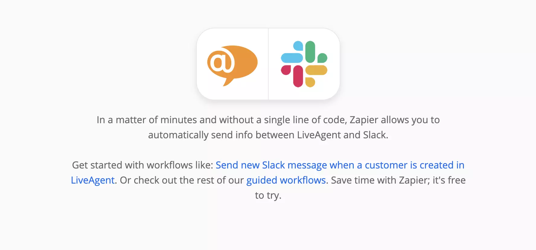 LiveAgent en Slack-pagina op Zapier