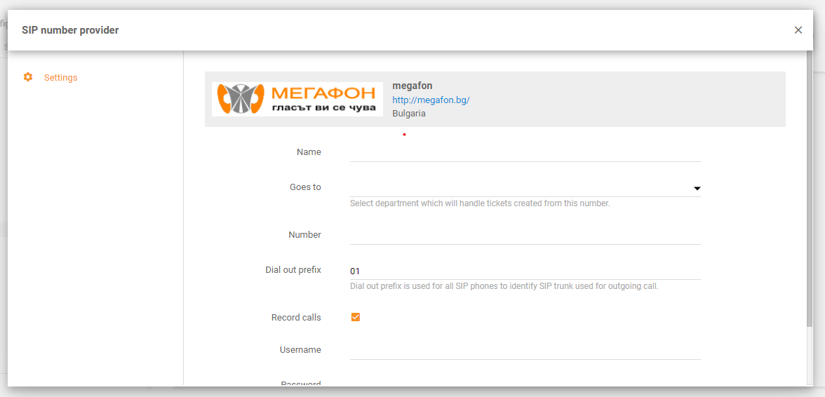 Megafon-integratie in LiveAgent
