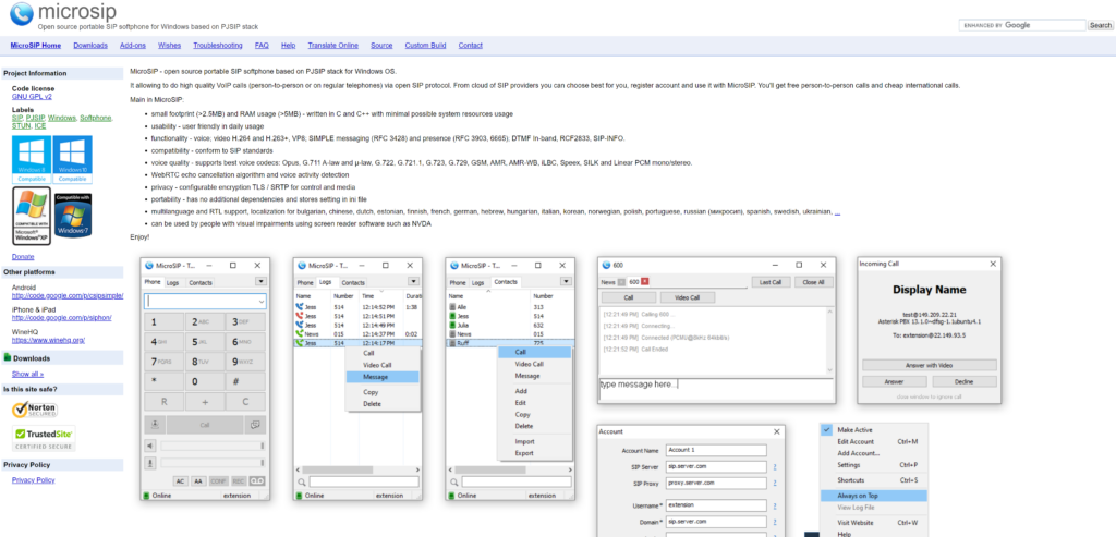MicroSIP-startpagina