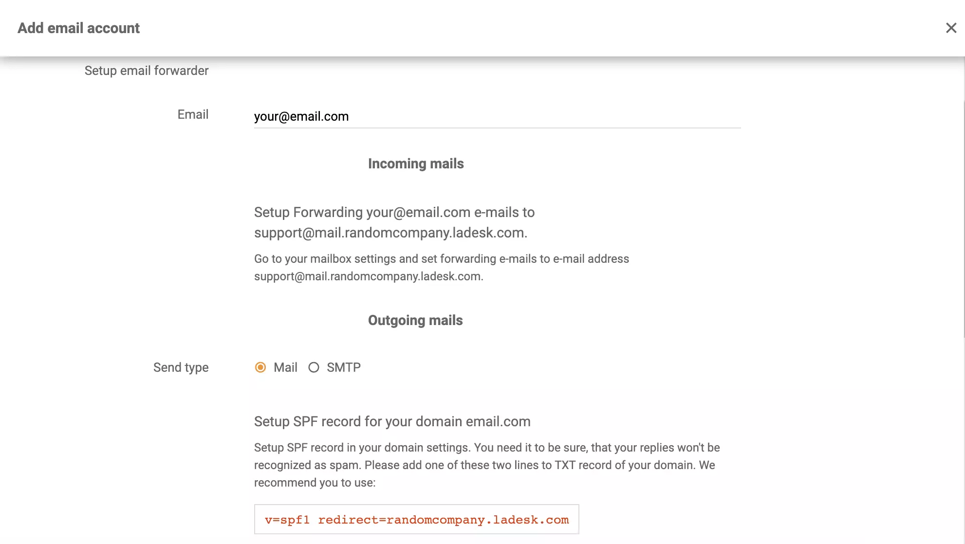 Microsoft Exchange Server e-maildoorstelinstellingen in LiveAgent