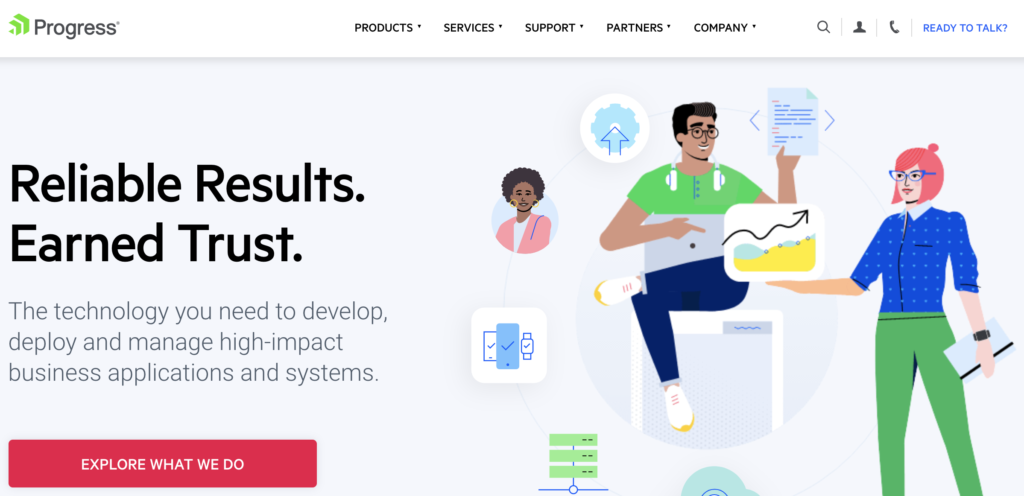 Progress IMail server-startpagina met verkenningsoptie