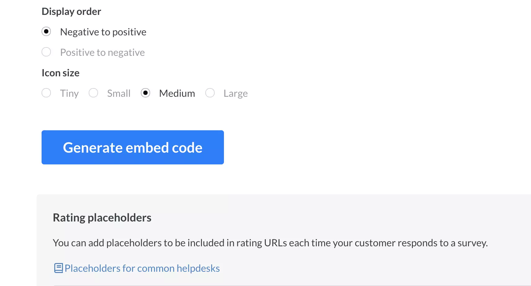 Afronding van enquêtecreatie met knop insluitcode genereren
