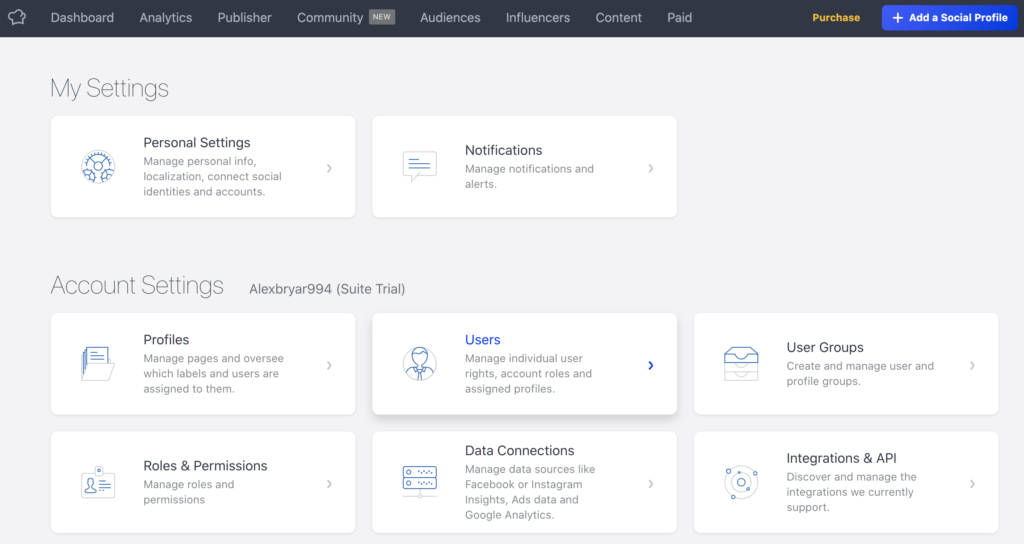 Socialbakers settings