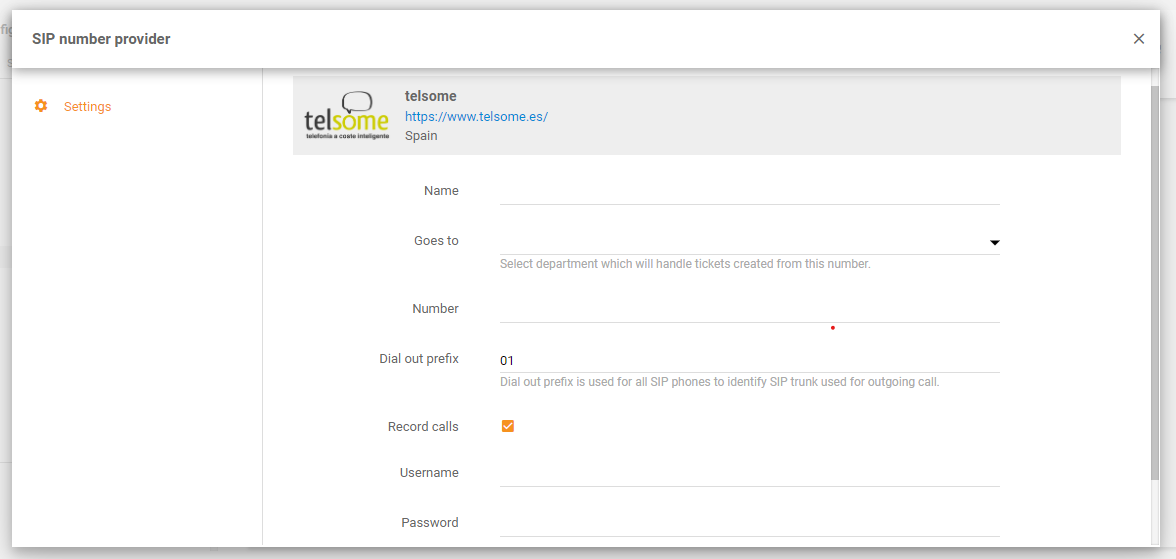 Telsome-integratie in LiveAgent