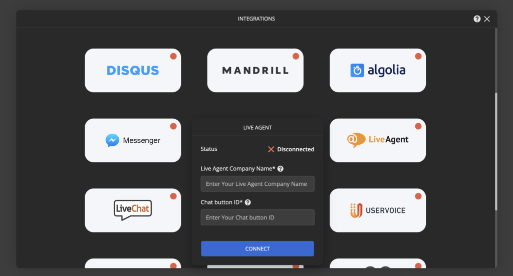 Ucraft LiveAgent integratie